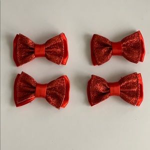 4- red glitter bow hair clip